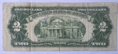 1953 $2 UNITED STATES Note RED Seal | Short SNORTER - Signature, Names? - Picture 2 of 4