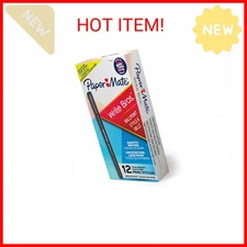 Paper Mate® Ballpoint Stick Pens, Medium Point, 1.0 mm, Black Barrel, Black Ink,