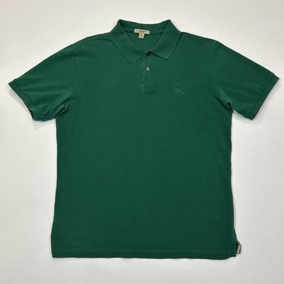 Burberry Brit Polo Shirt Mens Medium Green Pique Cotton Golf Tennis Preppy