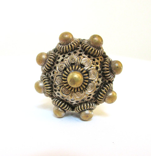 Antique Hatpin Large Brass Wirework