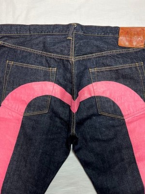 EVISU Jeans No.2 Pink Daikoku Big Camome Red Selvedge 42x32 Big