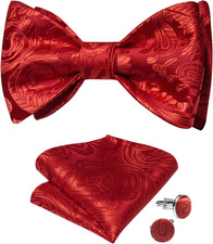 Men Bow Tie Paisley Striped Self-Bow Tie for Men and Silk Woven Bowtie Pocket Sq