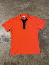 Lacoste Polo Size 4 Orange Short Sleeve Slim Fit Alligator Logo