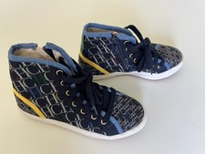 CH Carolina Herrera Kids Sneakers Size 31 High Top Navy Monogram Pre-Owned