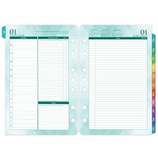 2026-2027 Planner Refills Jul.2026 - Jun.2027, Two Pages Per Day A5, Green