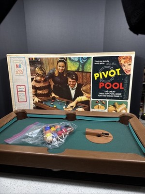 Vintage Milton Bradley Pivot Pool Table Top Game 1972 Complete W/ Original Box 