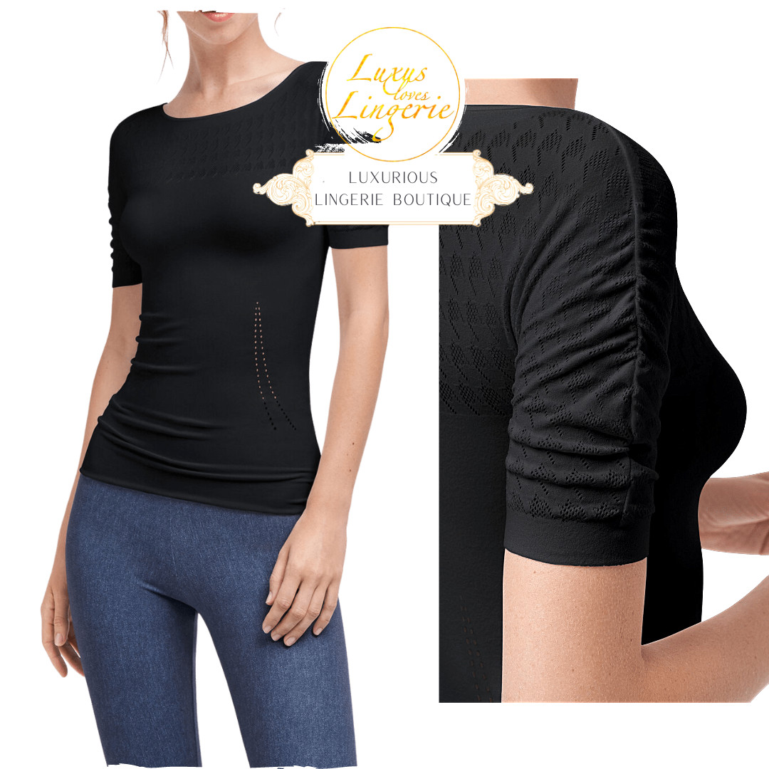 Dylan Shirt By Wolford Black Short Sleeve Top Pepita Design Black XS