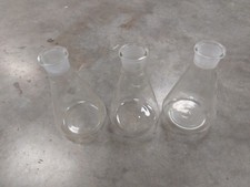  Lot of 3  Unbranded 500mL Erlenmeyer Flask w/White Top