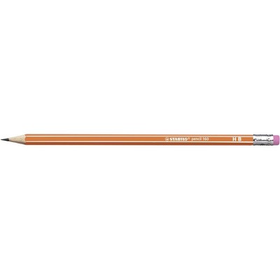 Bleistift mit Radierer STABILO pencil 160 in orange Einzelstift Härtegrad HB