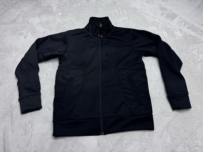 United Colors Of Benetton Jacket Mens Small Black Logo Track Warm Up Coat
