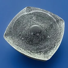 Vintage Square Clear Glass Pebbled Ashtray Bubble Texture Trinket Tray