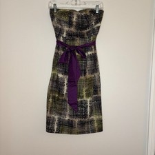 EDME & ESYLLTE Anthropologie 2 NEW Strapless Pencil Dress Tan Black Purple