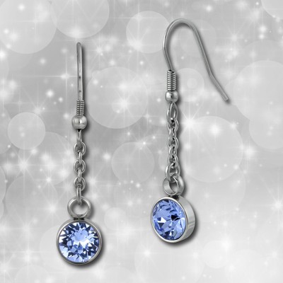 Ohrringe Edelstahl Ohrhänger glitzernde Zirkonias hellblau rund Amello ESOS06H