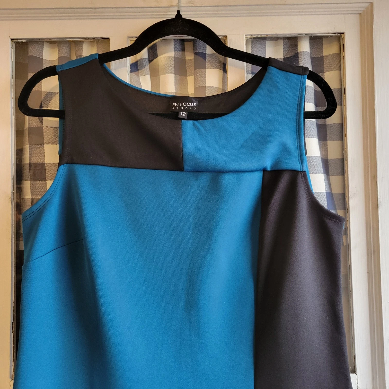 VETEMENTS Abito donna Enfocus maglione senza maniche color block verde acqua e nero taglia 12