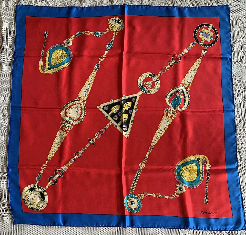 Red Must de Cartier Silk Scarf - Image 4 of 4