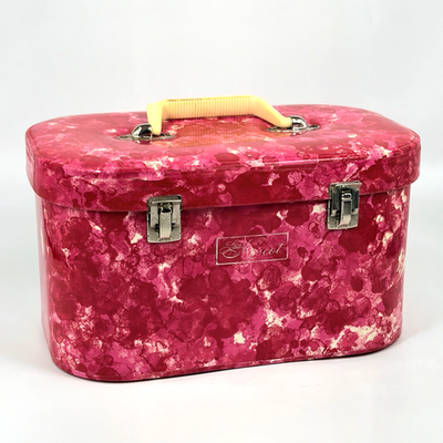 Vintage Lady Ascot Pink Train Case Vanity Makeup Box 60's Retro