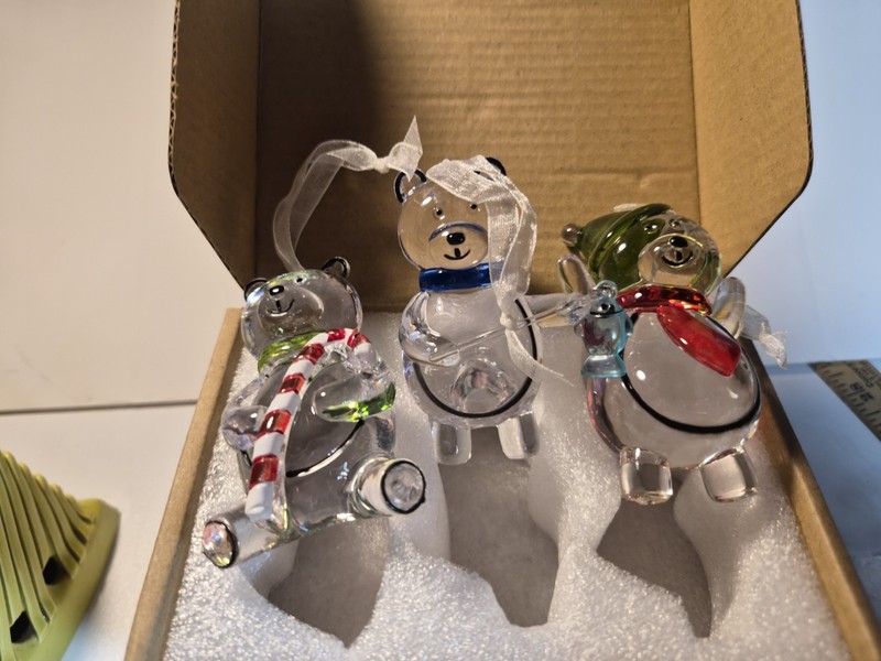 Acrylic Bear Ornaments Set of 3  Boxes