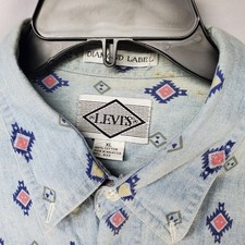 Vintage Levis Diamond Label Mens Size XL Long Sleeve Western Cowboy Shirt