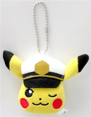 Pokemon Ball Chain Face Plush Captain Pikachu Soft Toy Japan Used