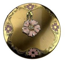 Vintage 1920's Art-Deco Elgin American Powder Compact with Enamel Daisy