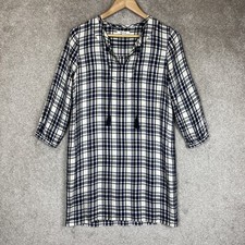 Madewell Dress Womens Extra Small Black Blue Plaid 3/4 Sleeve Shift- 2948*