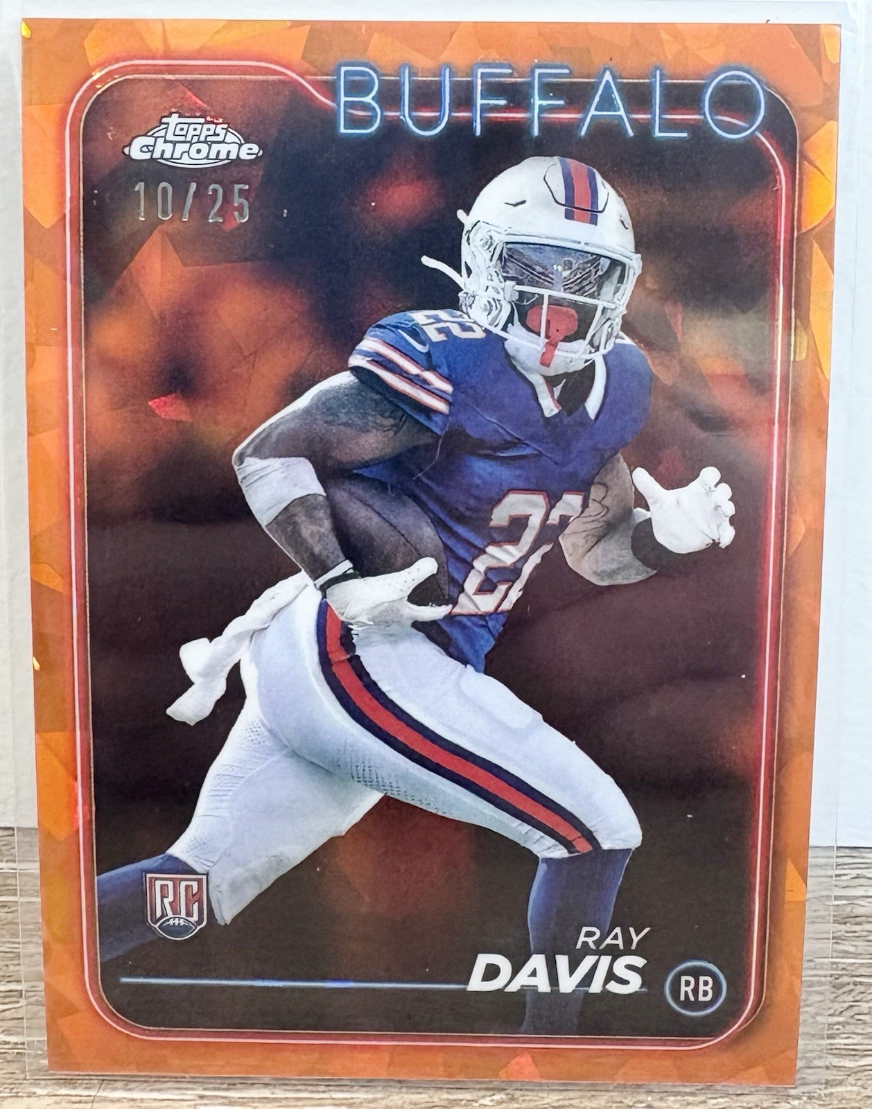 2024 Topps Chrome Sapphire Football Ray Davis RC Rookie Orange /25 #253 Bills SP