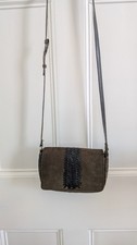 ZARA Shoulder Bag Khaki Green Suede Leather Cross Body Bag Evening bag