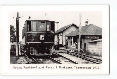 #ad Grand Rapids Grand Haven amp; Muskegon Interurban Trolley Vintage RPPC Real Photo $9.98