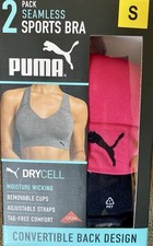 Puma Women's Seamless Sports Bra 2 Pack, Pink/Black, Size S-NEW