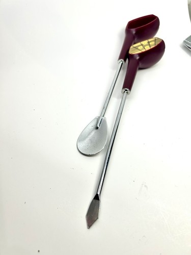 Vintage Miniature Red Golf Bag Martini Making Kit 4 Pc Set Drinks Golfers Bar - Picture 15 of 20