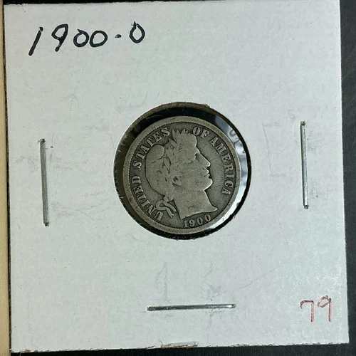 Photo of a 1900-O Barber Dime from an eBay sale