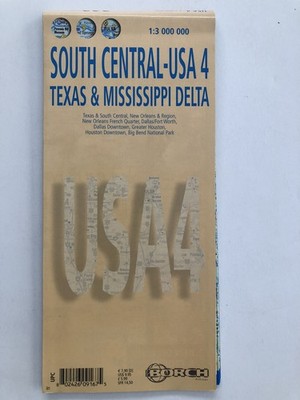 Map South Central-USA 4-Texas & Mississippi Delta -Laminated Borch Road Map 2006