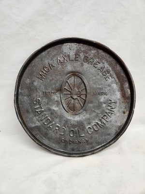 Antique Standard Oil Company 25lb Mica Axle Grease Pail Bucket Lid Top Cover 