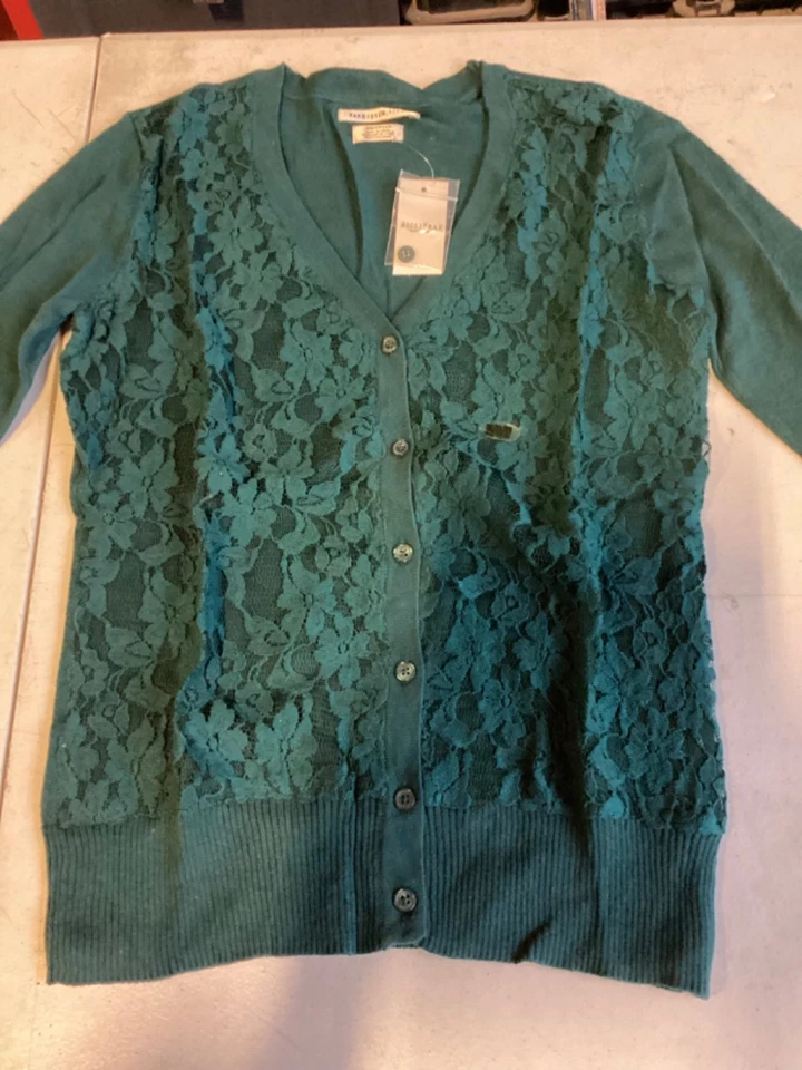 Cárdigan Van Heusen Studio Navidad Verde Botón Frontal Talla XS/TP/XP Nuevo Foto 2 de 4
