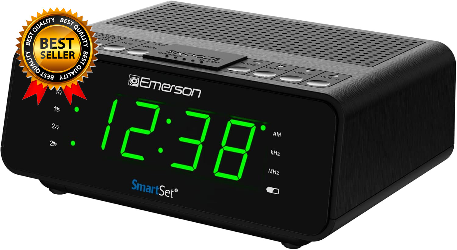 Smartset Dual Alarm Clock Radio with AM/FM Radio Dimmer Sleep Timer and .9" LED