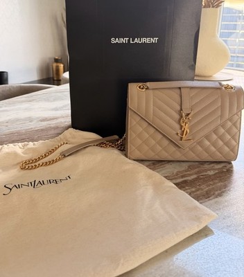 YSL Saint Laurent Envelope Medium Dark Beige Neuwertig 