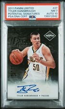 '11 PANINI LIMITED POTENTIAL SIGNATURES 27 TYLER HANSBROUGH PSA DUAL graded 7/10