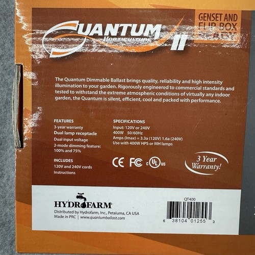 Quantum Horticulture 400 Watt Dimmable Electronic Ballast HPS/MH 120V/240V QT400 - Picture 5 of 11