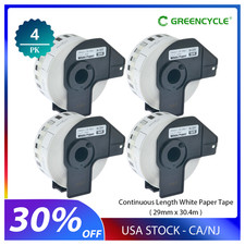 4ROLLS 29mmx30.48m Shipping Label 1-1/7"x100' Compatible Brother QL-580N DK-2210