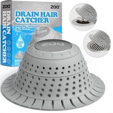 "zaa Bathtub Drain Hair Catcher, Silicone Shower Hair Stopper, Gray, 1-Pack"