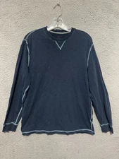 True Grit Crew Neck Shirt Mens Size Medium Blue Casual Outdoor Long Sleeve Adult