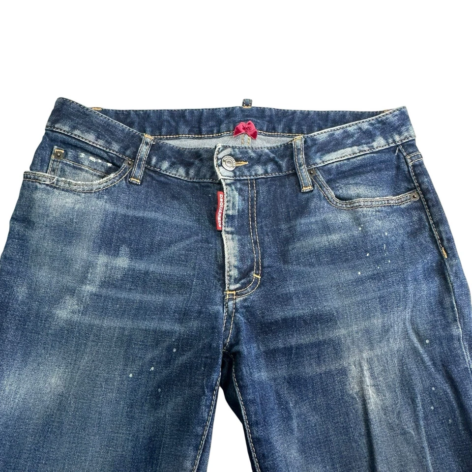 DSQUARED2 Women’s Twiggy Slim Fit Jeans IT40 US4 Distressed Dark Wash Italy - Image 3 of 4