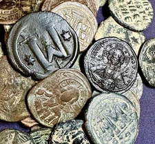 Genuine Large Christ And Other Ancient Byzantine Coins 6th-13th Century AD