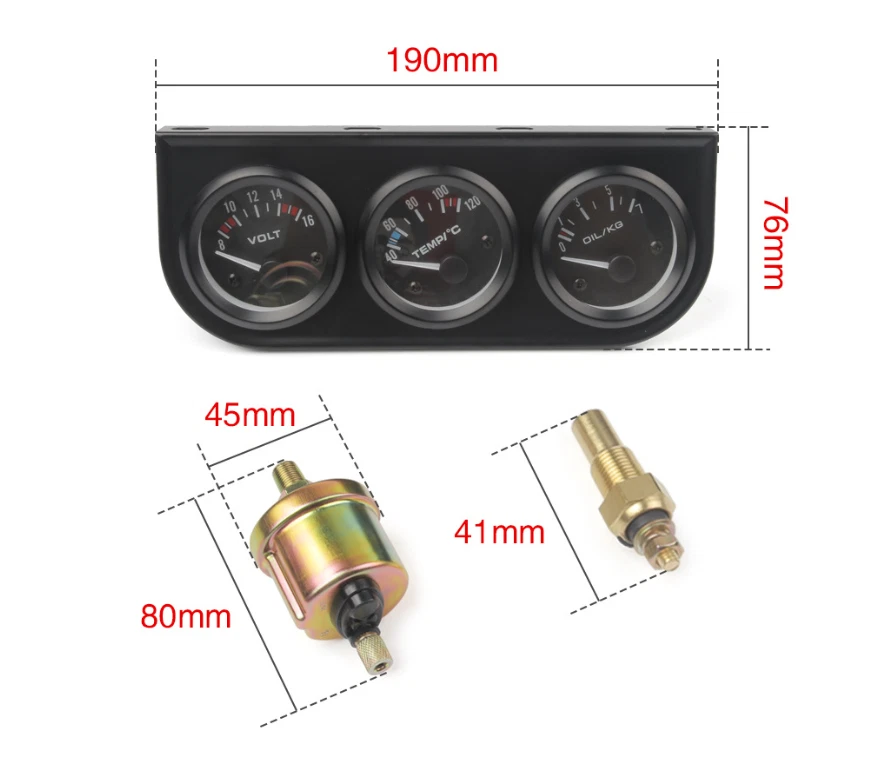 Three-in-one voltage, oil pressure, and water temperature gauge automotive parts - Image 3 of 4