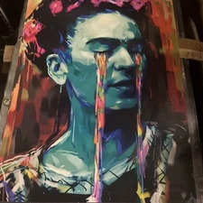 Frida Kahlo Crying Colors Art Poster 36x24 Abstract Portrait Wall Art Print