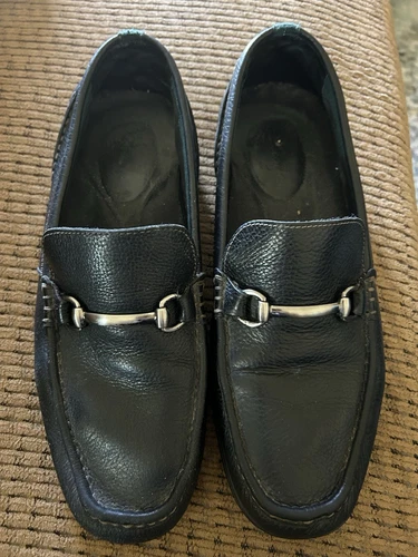 Mocassini uomo Clarks neri scarpe da guida taglia 10 5 pelle fino dettaglio argento