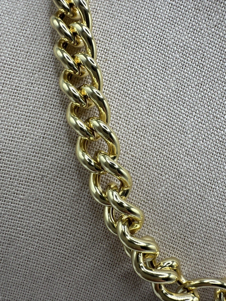 Bellezza 意大利青铜金色厚链项链 18 英寸长 — 第 3/4 张图片