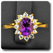 LabCreated 1.9Ct Oval Cut Purple Amethyst Engagement Ring 14K Yellow Gold Plated