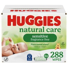 Huggies Natural Care Sensitive Unscented Baby Wipes, 6 Packs, Total of 288 Wipes