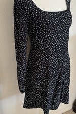 NWT MADEWELL Dress Womens 4 Long Sleeve Mini NEW Ditsy Floral Black Blue NM453